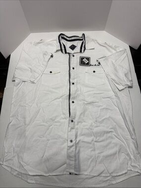 Blanc du Nil White Button Shirt with Black Trim Detail